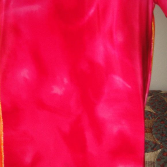 NEW * Diane Gilman 100% SILK s/s ORANGE Hot PINK Sequin TUNIC Top * sz S or M - Picture 7 of 8